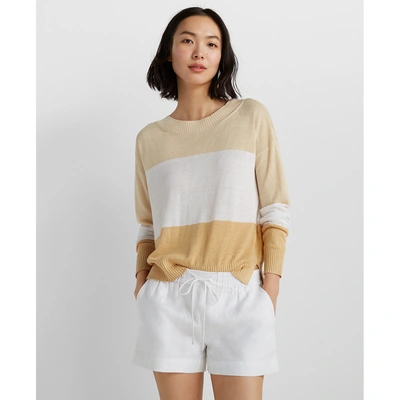 Shop Club Monaco Linen Boatneck Sweater In Cream/yellow Multi