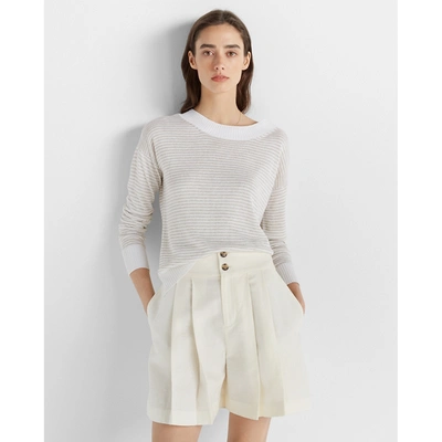 Shop Club Monaco Linen Boatneck Sweater In Flax Multi