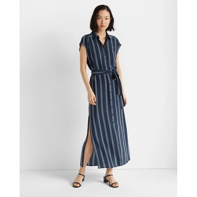 Shop Club Monaco Blue Stripe Danielle Silk Dress In Size 00