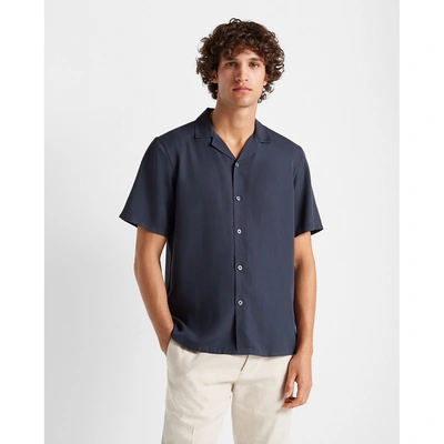 Shop Club Monaco Short Sleeve Camp Collar Shirt In Navy