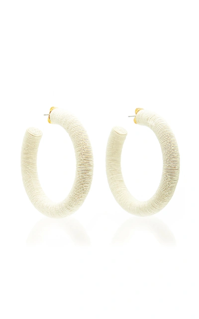 Shop Rebecca De Ravenel Cord Hoop Earrings In White