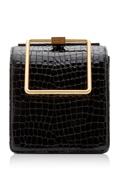 Shop Marge Sherwood Croc-embossed Leather Top-handle Bag In Black