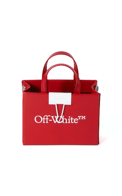 Shop Off-white Baby Box Embellished Printed Leather Tote In Red