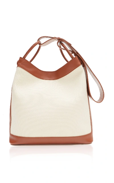 Shop Elleme Vosges Leather And Canvas Shoulder Bag In White
