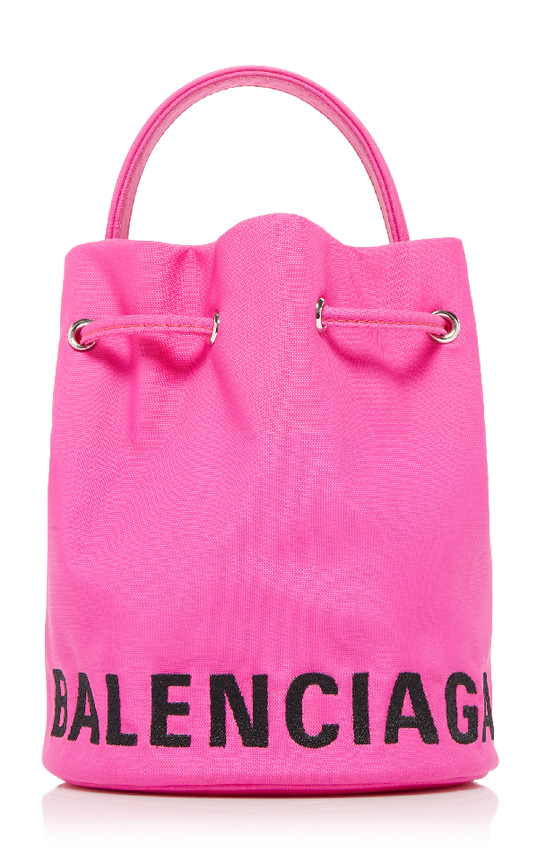 Balenciaga Wheel Xs Embroidered Shell Bucket Bag In Pink | ModeSens