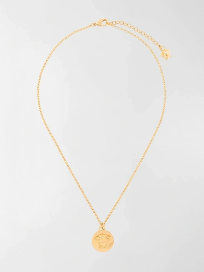Shop Versace Mini Medusa Chain Necklace In Metallic