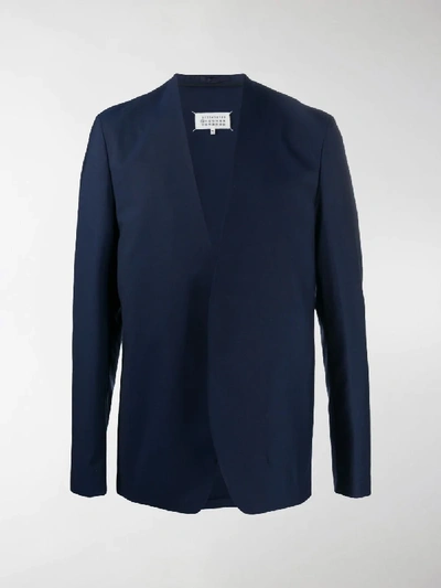 Shop Maison Margiela V-neck Single-breasted Blazer In Blue