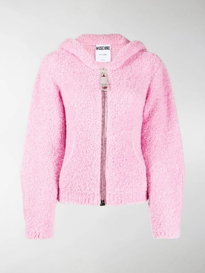 Shop Moschino Fleece Style Hooded Jacket In Pink