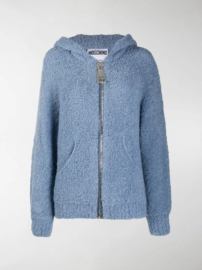 Shop Moschino Teddy Hooded Jacket In Blue