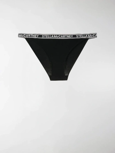 Shop Stella Mccartney Jacquard Logo Bikini Bottoms In Black