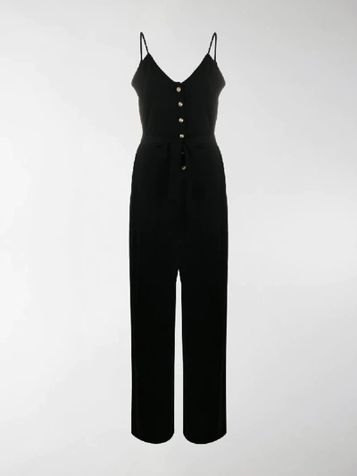 Shop Balmain Button-up Sleeveless Jumpsuit In Black