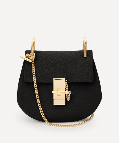 Shop Chloé Drew Leather Shoulder Bag In Black