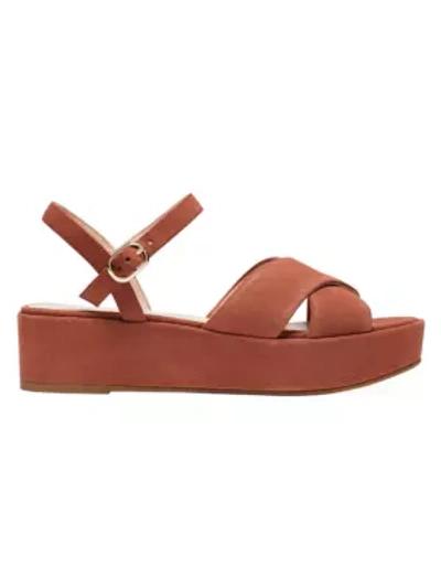Shop Kate Spade Bunton Suede Flatform Sandals In Dark Tawny