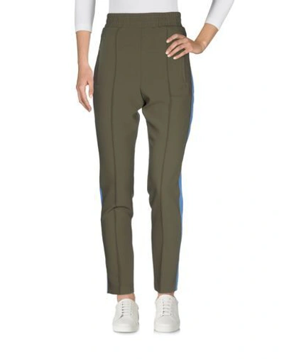 Shop Dondup Woman Pants Military Green Size 10 Polyester, Viscose, Elastane