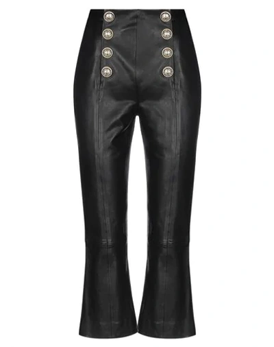 Shop Balmain Woman Pants Black Size 6 Lambskin