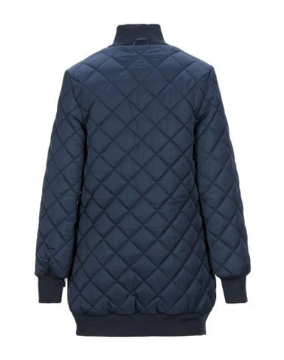 Shop Ganni Synthetic Down Jackets In Dark Blue