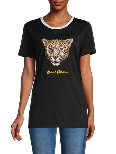 Shop Dolce & Gabbana Leopard Graphic T-shirt In Black