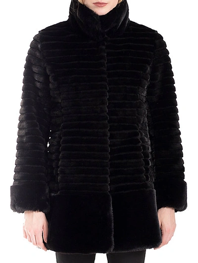 Shop Belle Fare Quilted Faux Fur Coat In Black
