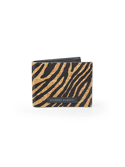 Shop Giuseppe Zanotti Calf Hair Leather Bi-fold Wallet In Tiger