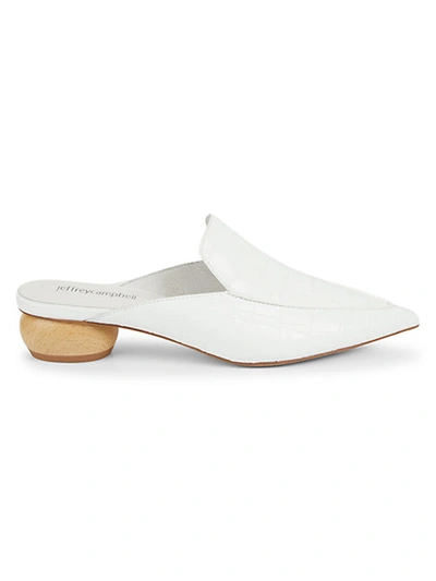Shop Jeffrey Campbell Morin Croc-embossed Mules In White
