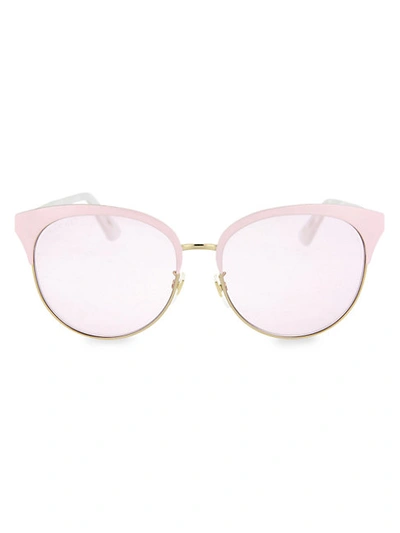 Shop Gucci 57mm Round Sunglasses In Light Pink Gold