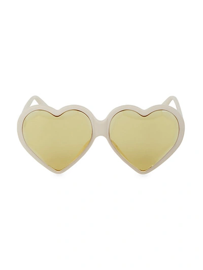 Shop Gucci 62mm Heart Sunglasses In Ivory