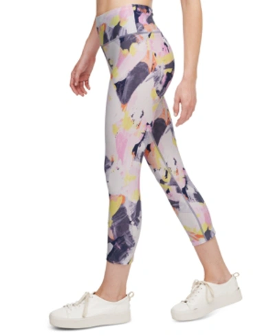Shop Calvin Klein Performance Printed High-waist Cropped Leggings In Brushstroke Sakura Combo