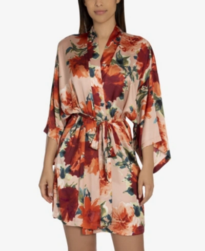 Shop Midnight Bakery Orianna Floral Wrap Robe, Online Only In Taupe