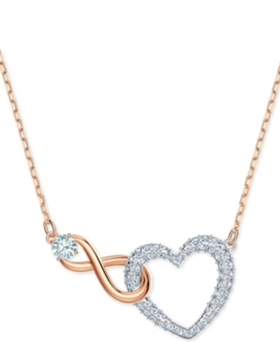 Shop Swarovski Two-tone Crystal Heart & Infinity Symbol Pendant Necklace, 14-7/8" + 2" Extender