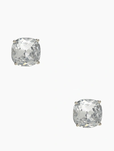 Shop Kate Spade Small Square Studs In Clear/silver