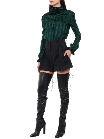 Shop Saint Laurent Silk Shirt Green