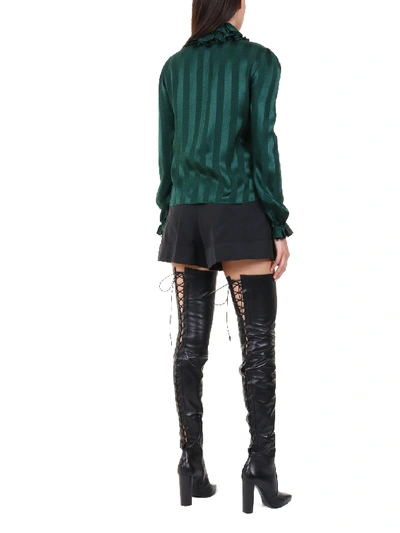 Shop Saint Laurent Silk Shirt Green