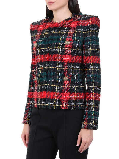 Shop Balmain Tweed Jacket In Red