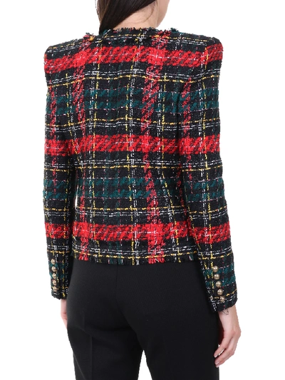 Shop Balmain Tweed Jacket In Red