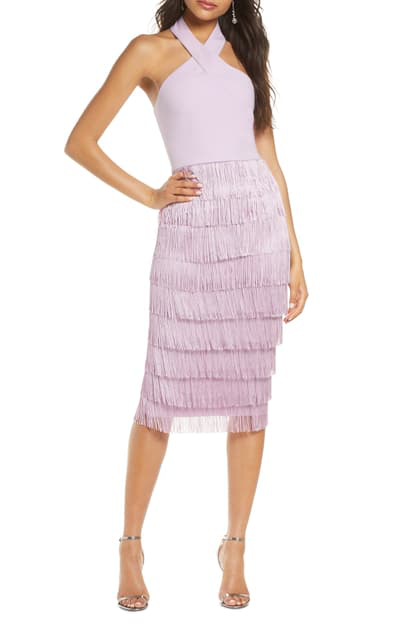 halter fringe dress