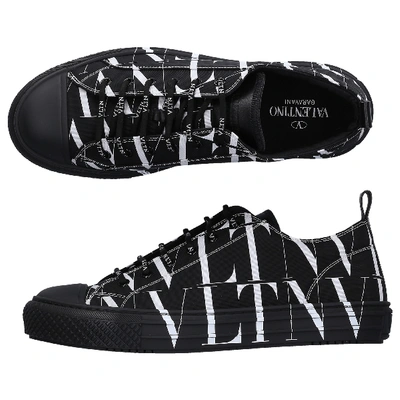 Shop Valentino Low-top Sneakers Giggies Vltn Textile Logo Black-combo