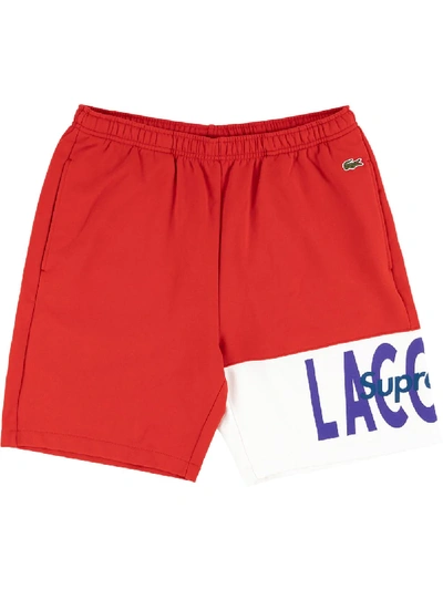 Supreme X Lacoste Logo Panel Sweat Shorts In Red | ModeSens
