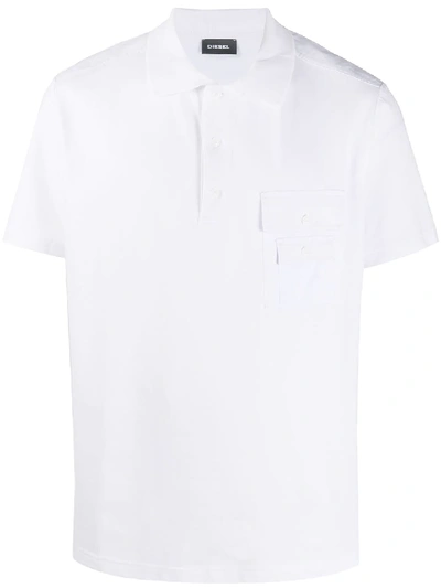 Shop Diesel Flap-pocket Polo Shirt In White