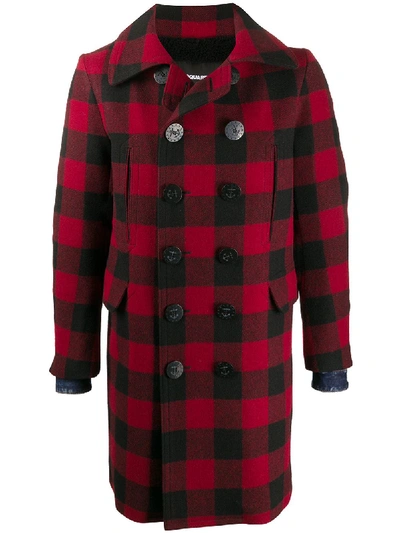 Shop Dsquared2 Checked Double-breasted Coat In Black