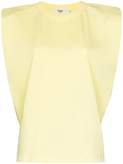 Shop The Frankie Shop Eva Padded Cotton T-shirt In Yellow