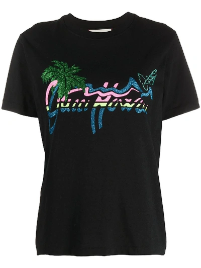 Shop Gucci Hawaii Print T-shirt In Black