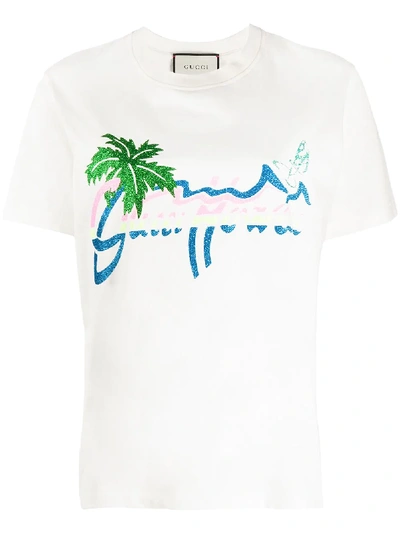Shop Gucci Hawaii Print T-shirt In White