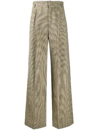 Shop Chloé Houndstooth Wide-leg Trousers In Neutrals