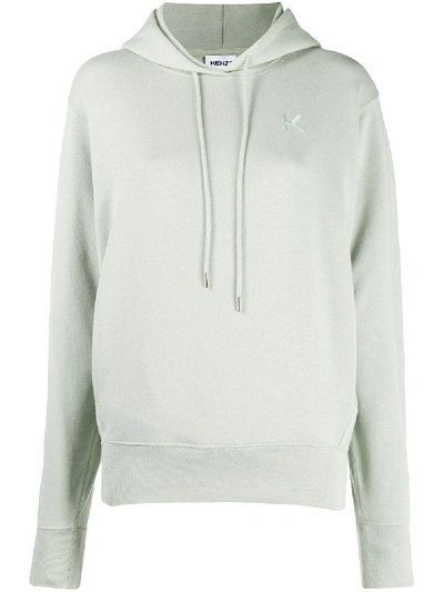 Shop Kenzo Embroidered Logo Cotton Hoodie In Green