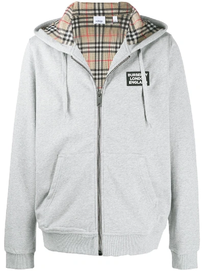 Shop Burberry Vintage Check Lining Zipped Jacket In Grau