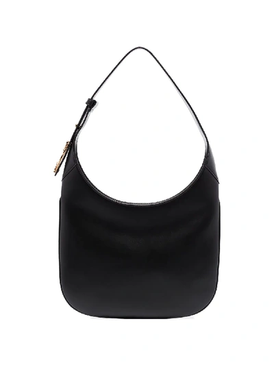 Shop Versace Small Virtus Saddle Shoulder Bag In Black