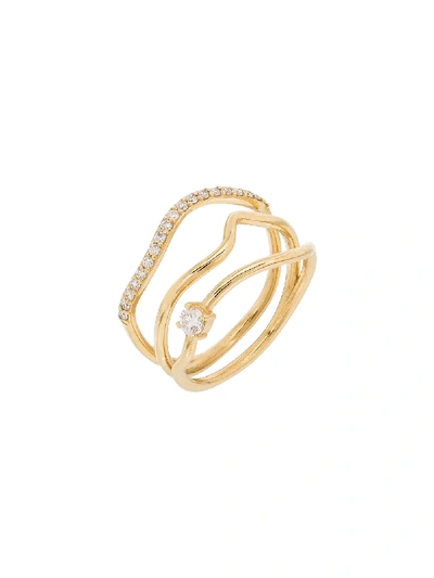 Shop Kimai 18kt Yellow Gold Trio Diamond Stack Ring