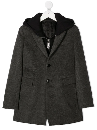 Shop Philipp Plein Junior Hoodie Blazer Hybrid Coat In Grey