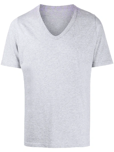 Shop Maison Margiela Printed V-neck T-shirt In Grey