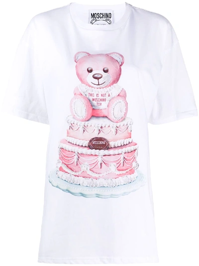 Shop Moschino Cake Teddy Bear Print T-shirt In White